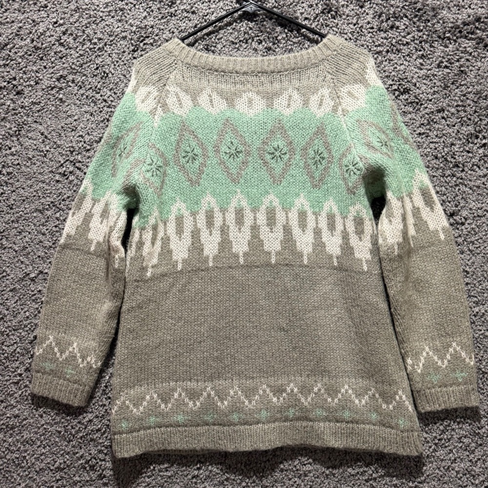 Sundance Galway Bay Cardigan Womens Small Green Mohair Beaded Fair Isle Exc - Picture 3 of 8